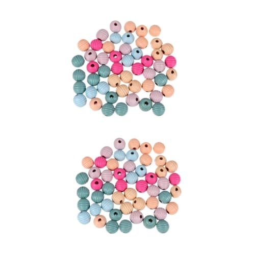 DOITOOL 2 Sätze Bunte Holzperlen Für Diy Schmuckherstellung Runde Bastelperlen Für Armbänder Und Heimdekoration Farbenfrohe Kugeln Für Kreative Projekte 50 Stück * 2 von DOITOOL