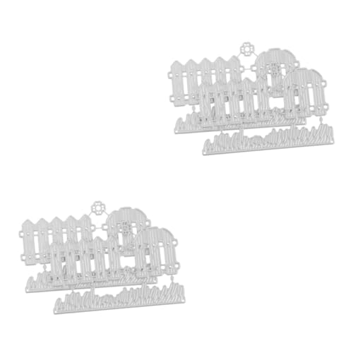 DOITOOL 2 Sätze Carbonstahl Stanzform für DIY Bastelarbeiten Teiliges Modell mit Zaun und Rasenmotiv für Scrapbooking Kartenherstellung und Dekoration von DOITOOL