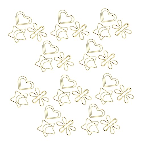 DOITOOL 2 Sätze Dekorative Büroklammern Aus Metall Gold Kreative Formen Herz Blume Stern Für Bürobedarf Und Notizen Für Organisation Und Stil 30 Stück * 2 von DOITOOL