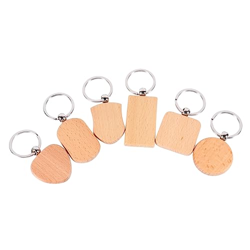 DOITOOL 2 Sätze Diy Holz Schlüsselanhänger Teiliges Blanko Schlüsselanhänger Für Personalisierte Gravuren Als Taschenanhänger Dekoration Für Autos Und Schlüssel 6 Stück * 2 von DOITOOL