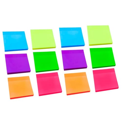 DOITOOL 2 Sätze Durchsichtige Memo Pads Selbstklebende Notizzettel Für Schule Und Büro Beschreibbare Haftnotizen Bunten Farben Rot Orange Gelb Grün Blau 6 Stück * 2 von DOITOOL