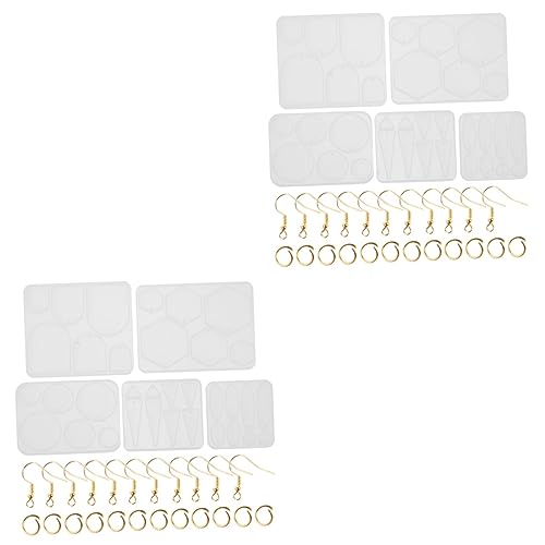 DOITOOL 2 Sätze Earring Pendant Silikonform mit Diy Epoxidharz Anhängerform für Ohrringe und Schmuckherstellung Goldene Ohrhaken und Goldene Verbindungselemente von DOITOOL