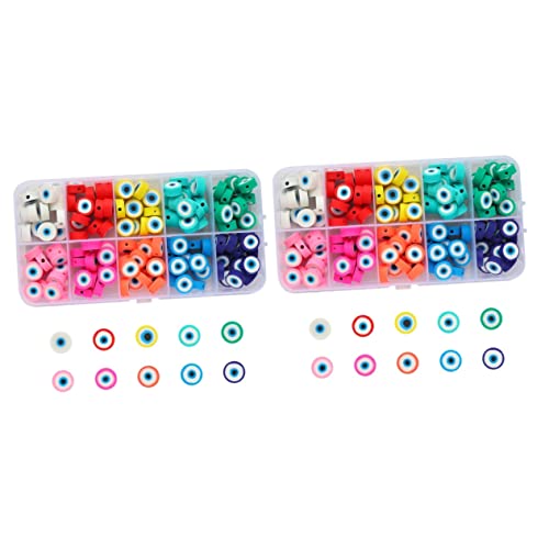 DOITOOL 2 Sätze Evil Eye Perlen Polymer Clay Beads Für Diy Schmuck Spacer Perlen Für Armbänder Und Bastelprojekte 150 Stück * 2 von DOITOOL