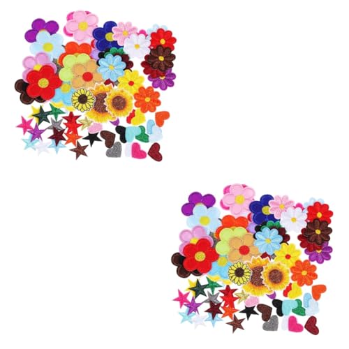 DOITOOL 2 Sätze Farbenfroher Gestickter Stofffleck Tasche Einfügen Applique Patches Sticken Kleiden Name Reparaturflicken Für Bekleidung Aufnäher Für Blumenkleidung Stickgarn 71 Stück * 2 von DOITOOL