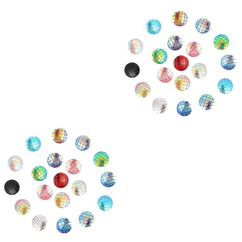 DOITOOL 2 Sätze Farbige Meerjungfrau Fischschuppen Harz Cabochons Selbstklebende Runde Flachrückseite Für Diy Schmuckherstellung Bastelzubehör Und Accessoires 200 Stück * 2 von DOITOOL