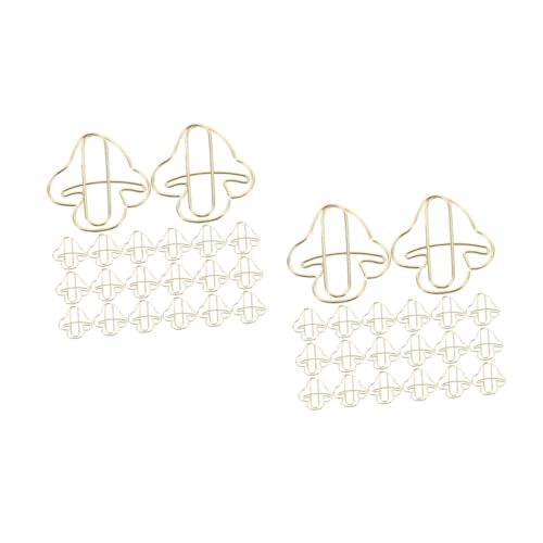 DOITOOL 2 Sätze Goldene Büroklammer Clips Süße Büroklammern Kreative Büroklammern Papierklammern Papierclip Pilz-schreibtischzubehör Büroklammern Und Heftklammern Eisen 20 Stück * 2 von DOITOOL