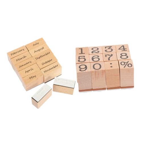 DOITOOL 2 Sätze Holz Digitales Siegel Journal -briefmarken Planer Stempel Datum Scrapbooking Scrapbooking-holzstempel Tagebuch Diy Stempel Stempelvorräte Kleiner Datumsstempel Gummi von DOITOOL