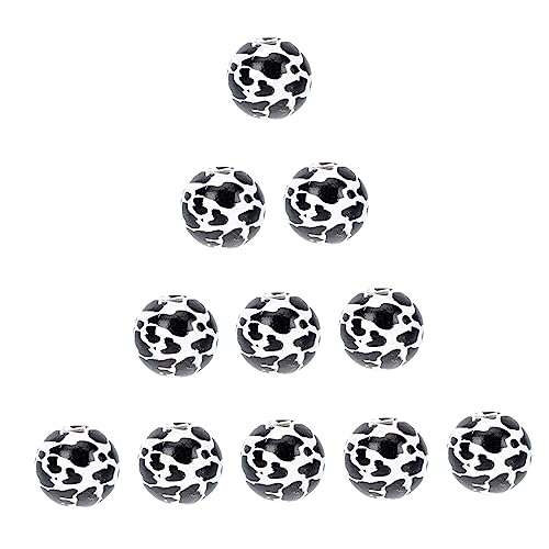 DOITOOL 2 Sätze Holzperlen Mit Kuhmuster Handgemachte Diy Bastelperlen Für Schmuckherstellung Armbänder Dekoration Und Kreative Projekte 100 Stück * 2 von DOITOOL