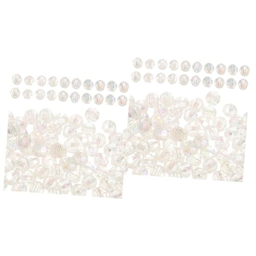 DOITOOL 2 Sätze Kristallperlen Facettierte Zwischenperlen Herstellung Spacer Runden Handwerk Halskettenarmbandschmuck, Die Dekoration Machen Dekorative Klare Perlen Plastik 100 Stück * 2 von DOITOOL