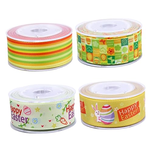 DOITOOL 2 Sätze Osterband Hasenband Garnband Schleife Party Band Zum Verpacken Seide Breit Blau Spitzenband Rosa Dekorband Frühlingsband Grün Festivalband Polyester 4 Rollen * 2 von DOITOOL