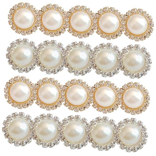 DOITOOL 2 Sätze Perle -strasszubehör Dekoration Perlen Haarschmuck Mädchen Haarspangen Perle Juwelen Annähen Blumenkristall-strasssteine Strassknöpfe Zum Basteln Legierung 20 Stück * 2 von DOITOOL