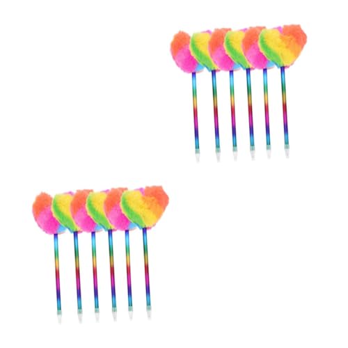 DOITOOL 2 Sätze Plüsch Liebesballpoint Stift Party Geformt Klicken Süßer Stift Herz Farbe Süße Stifte Matschig Flauschiger Kugelschreiber Für Puff Mit Mädchen Pom Kind Plastik 6 Stück * 2 von DOITOOL