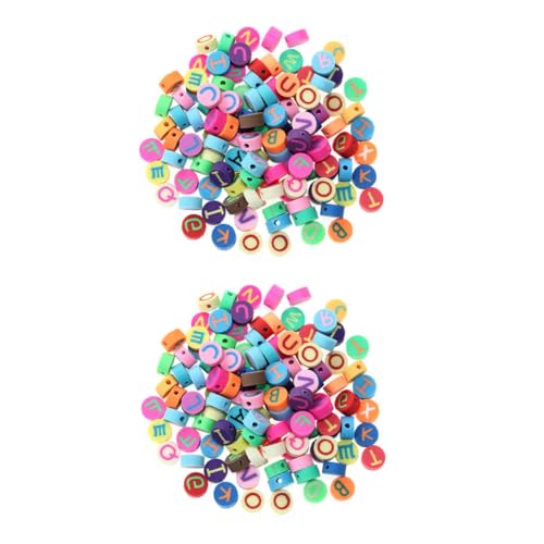DOITOOL 2 Sätze Polymer Clay Perlen Für Diy Armbänder Und Schmuckherstellung Bunte Buchstabenperlen Für Bastelprojekte Und Kreative 200 Stück * 2 von DOITOOL