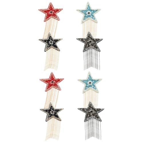 DOITOOL 2 Sätze Strass Stern Patches Für Diy Pentagram Aufkleber Mit Quaste Und Kettenanhänger Hochtemperaturbeständig Wasserfest Für Kunsthandwerk Und Dekoration 4 Stücke * 2 von DOITOOL