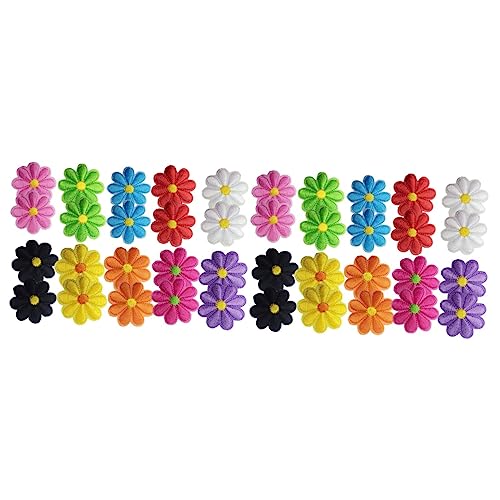 DOITOOL 2 Sätze Teiliges Aufbügel Patches Sonnenblumen Stickerei Für Diy Kostüme Jeans Jacken Taschen Mehrfarbige Selbstklebende Flicken Gelb Rot Helllila See Blau Fruchtgrün 20 Stück * 2 von DOITOOL