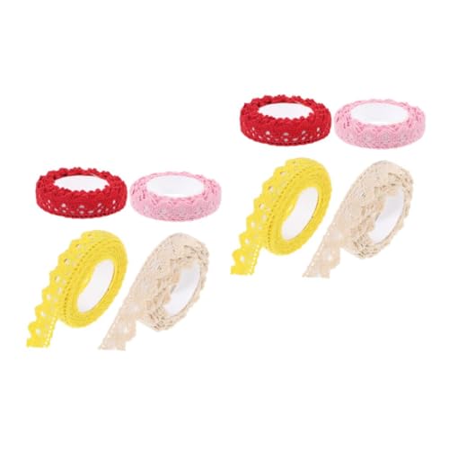 DOITOOL 2 Sätze Teiliges Baumwollspitzenband Diy Spitze Klebeband Rosa Gelb Und Rot Für Bastelprojekte Verpackung Hochzeitsdekor Und Feiertagsfeiern 4 Stücke * 2 von DOITOOL