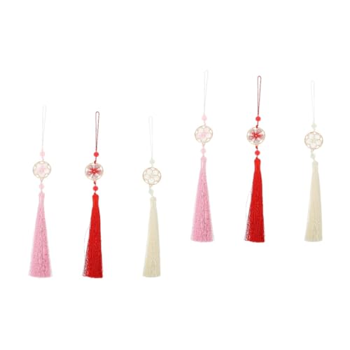 DOITOOL 2 Sätze Teiliges Blumen Quasten Anhänger Diy Lesezeichen Quasten Dekorativ Für Taschen Schlüsselanhänger Und Chinesische Kostüme Rosa Rot 3 Stück * 2 von DOITOOL