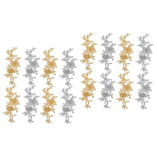 DOITOOL 2 Sätze Teiliges Blumenstickerei Patches Aufbügelbare Applikationen Für Diy Kleidung Gold Silber Langlebig Einfach Zu Fixieren Für Kreative Projekte 8 Stücke * 2 von DOITOOL