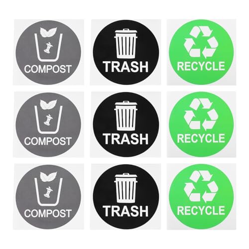 DOITOOL 2 Sätze Teiliges Mülltrennung Aufkleber Wasserdichte Sticker Für Abfalleimer Zur Einfachen Müllsortierung Selbstklebende Etiketten Für Recycling 9 Stück * 2 von DOITOOL