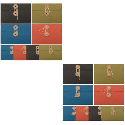 DOITOOL 2 Sätze Teiliges Verstärkte Aufbewahrungstaschen Multifunktionale Umschläge Mit Schnurverschluss Für Postkarten Und Dokumente Bunte Vintage Papiertüten 8 Stücke * 2 von DOITOOL