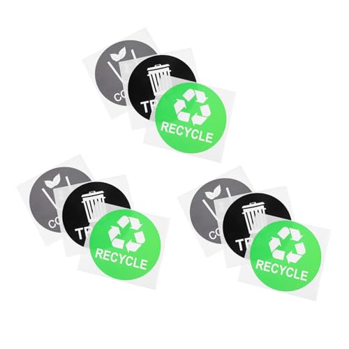 DOITOOL 2 Sätze Teiliges Wasserfester Mülltrennungsaufkleber Für Abfalleimer Grüne Schwarze Und Graue Recycling Sticker Für Einfache Müllklassifizierung 9 Stück * 2 von DOITOOL
