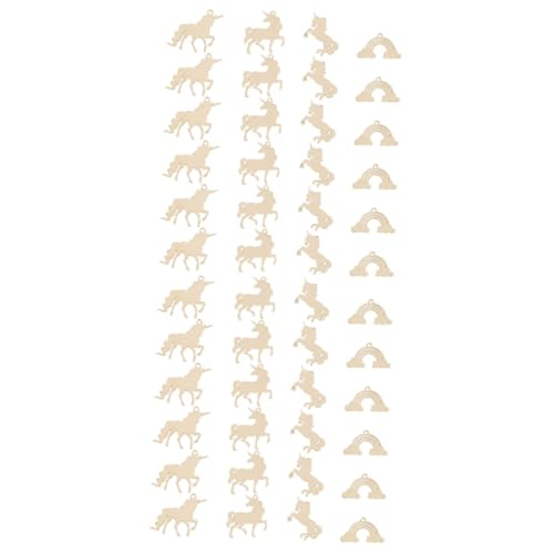 DOITOOL 2 Sätze Unbehandelte Einhorn Holzfiguren Set Teilig Regenbogen Einhorn Formen Natürliche Holzscheiben für DIY Basteln Malen Kreativprojekte Hochzeit Dekoration von DOITOOL