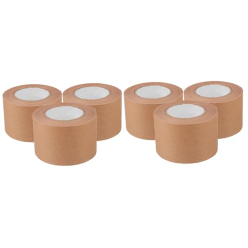 DOITOOL 2 Sätze Verstärkungsband Naht Paket Klebrig Papier Klebeband Braunes Gummiband Beschreibbares Band Verstärkt Kartonversiegelband Versandklebeband Hellbraun Kraftpapier 3 Rollen * 2 von DOITOOL