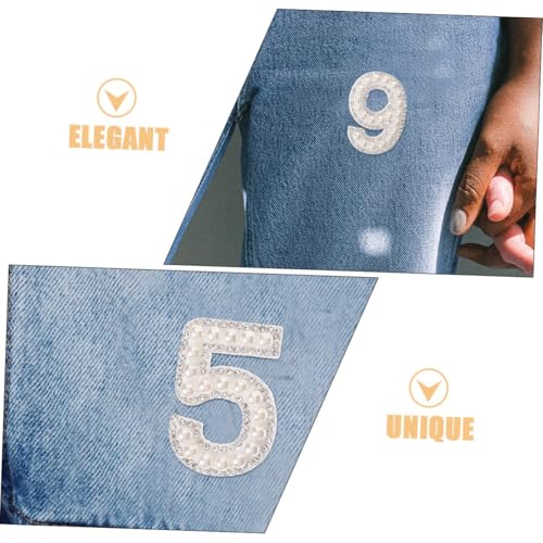 DOITOOL 2 Satz Perlen Strass Zahlen Patches zum Aufbügeln mit Non Woven Stoffbasis DIY Kleidung Dekoration für Hüte Taschen Jeans Schuhe Langlebig und Gestaltet von DOITOOL