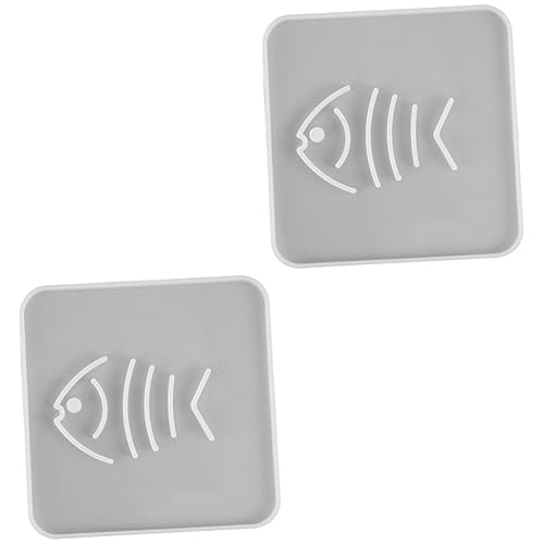 DOITOOL 2 Stck. Diy Silikonform für Fischknochen Coaster Kreative Epoxidharz Gießform für Tischdekoration Quadratischer Silikonuntersetzer Waschbar und Wiederverwendbar von DOITOOL