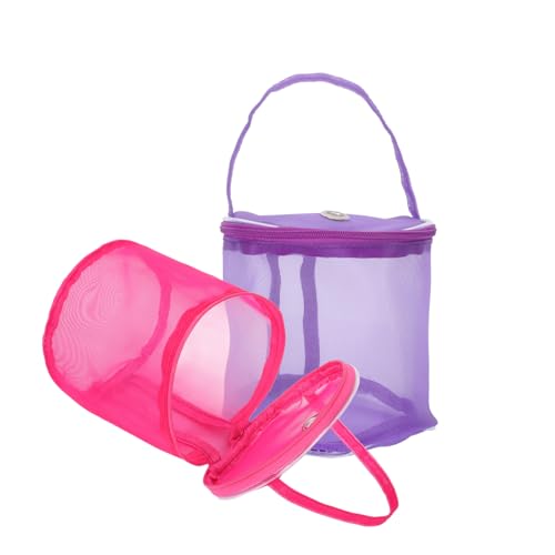 DOITOOL 2 Stück Aufbewahrungstasche für Strickwerkzeuge gewebesäcke verbandstasche fleebag Handarbeitsbeutel Garnsack häkeln Handtasche aus Wollgarn Fäden Aufbewahrungstasche Netz Violett von DOITOOL