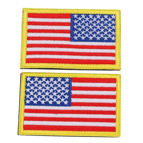 DOITOOL 2 Stück Aufnäher Mit Amerikanischer Flagge Retro Patriotisch Union Dekorativ Schmücken Patch Flecken Nähen Flicken Für Kleidung Bestickt Jack Chenille Stickerei Stoff Yellow von DOITOOL