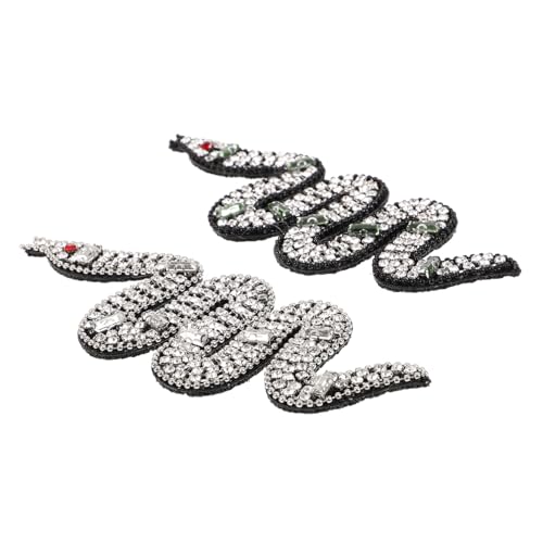 DOITOOL 2 Stück Beaded Snake Decorative Patch Teilig Handgefertigte Perlenapplikation für Kleidung DIY Nähzubehör Kleine Grüne und Weiße Schlangen Kreativer Aufnäher für Jacken Taschen von DOITOOL