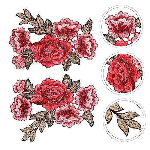 DOITOOL 2 Stück Bunte Blüten Stickerei Applikationen Polyester Blumen Kragen Patches für Kleidung Reparatur Dekoration DIY Handwerk von DOITOOL