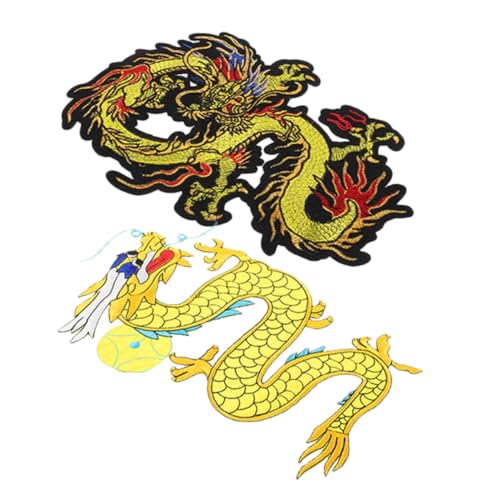 DOITOOL 2 Stück Chinesische Drachentuchmontage Dekoration Halloween Stickerei Kleidung nähen Patch Kleiderflicken große Aufnäher für Jacken gestickte Abzeichen Polyester von DOITOOL