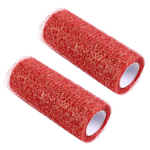 DOITOOL 2 Stück DIY Tüllband Rolle Breit Lang Rot gold Glitzer Mesh Schleifenband für Geschenkverpackung Bastel Partydekoration Vielseitiges Deko zubehör DOITOOL 2 Stück DIY Tüllband Rolle Breit Lang Rot gold Glitzer Mesh Schleifenband für Geschenkverpackung Bastel Partydekoration Vielseitiges Deko zubehör von DOITOOL