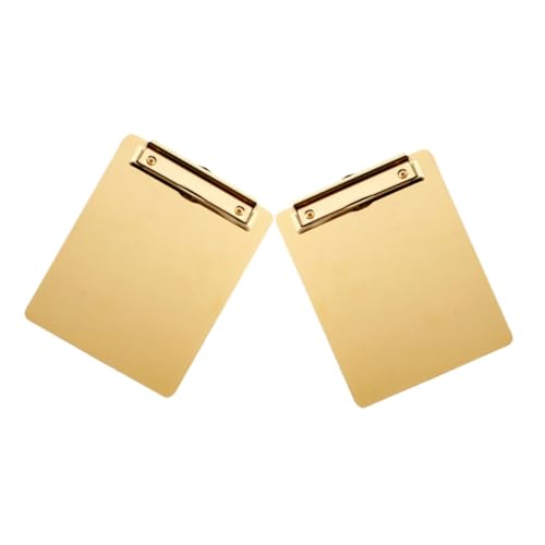 DOITOOL 2 Stück Dateispeicherblock Planke rostfrei Büro mit dokumentieren a4 Klemmbretter Klemmbrett aus Metall Zwischenablage Klemmbrett aus Edelstahl Golden von DOITOOL