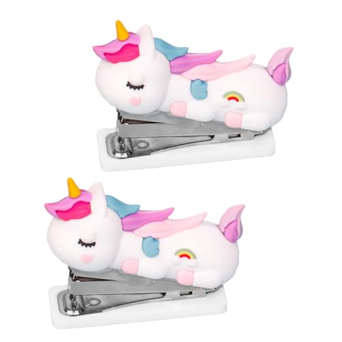 DOITOOL 2 Stück Einhornhülle Hefter mini Büro Minis ästhetisch Pflicht Schreibwaren Rosa Buster Kawaii Hefter Home Office Hefter Kinderhefter Tischhefter Handhefter Kieselgel Weiß von DOITOOL