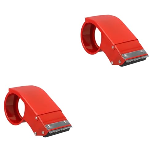 DOITOOL 2 Stück Eisenverpackungsmaschine ziehen um Veranstalter klein Packbandspender Desktop Mini Klebebandspender für das Büro Klebeband-Spender-Schreibtisch Tonbandhalter rot von DOITOOL