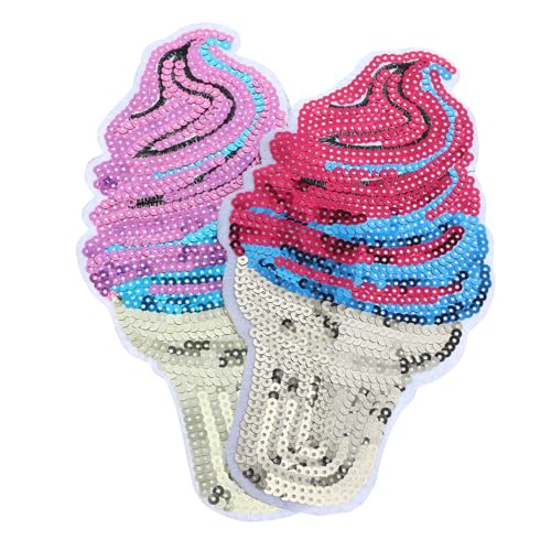 DOITOOL 2 Stück Eiskegelstoffaufkleber Patch Nähen cooles Pflaster gebügelt für sticken DIY-Versorgung Mantelflicken Flecken kleine Reparaturflicken kleine Flicken zum Aufbügeln Pailletten von DOITOOL