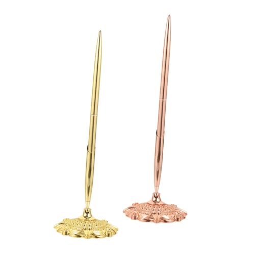 DOITOOL 2 Stück Elegante Metall Kugelschreiber für Büro Bank Professionelle Schreibgeräte mit Festem Design Roségold und Gold für Geschäftsbedarf Schreibtisch Accessoire von DOITOOL