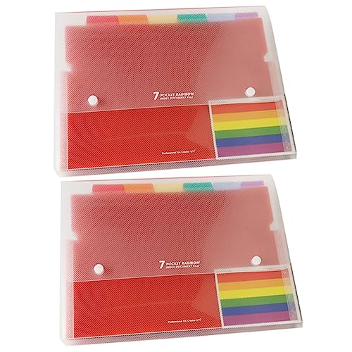 DOITOOL 2 Stück Fächer Dokumentenmappe mit Druckknöpfen Tragbare Regenbogen Aktenordner Erweiterbare Fächermappe für Schule Büro und Zuhause für Organisation Wichtiger Unterlagen von DOITOOL