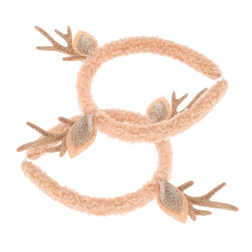 DOITOOL 2 Stück Geweih Stirnband Stirnbänder Weihnachts-Haarschmuck Hörner Zubehör Weihnachten Haarreif weihnachts haarschmuck Rentierstirnband Weihnachten Rentier Kopfschmuck Stoff Khaki von DOITOOL
