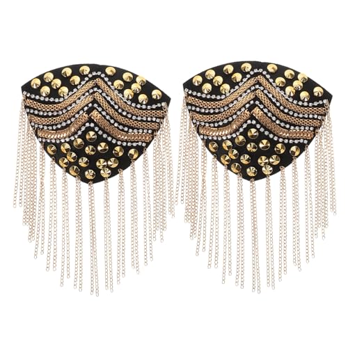 DOITOOL 2 Stück Goldene Quasten Schulterklappen Epauletten Schmuck für Damen Handgefertigt Klassische Modebewusste Verzierungen für Anzüge Festliche Accessoires mit Zarten Fransen von DOITOOL