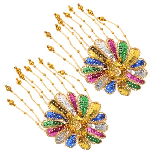 DOITOOL 2 Stück Goldfarbene Schulterpolster mit Blumenpailletten und Fransenquasten Handgefertigte Komfortable Kostüm-schulterapplikationen für Bühne Karneval Cosplay und Tanz von DOITOOL