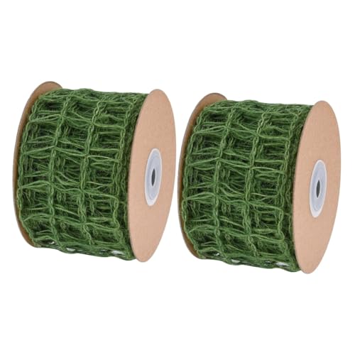 DOITOOL 2 Stück Grünes Juteband mit Draht Fach Mesh Struktur Dekoratives Geschenkband zum Basteln Hochzeits und Blumenstraußverpackung Vielseitiges DIY Band für Weihnachtsdeko und DOITOOL 2 Stück Grünes Juteband mit Draht Fach Mesh Struktur Dekoratives Geschenkband zum Basteln Hochzeits und Blumenstraußverpackung Vielseitiges DIY Band für Weihnachtsdeko und von DOITOOL