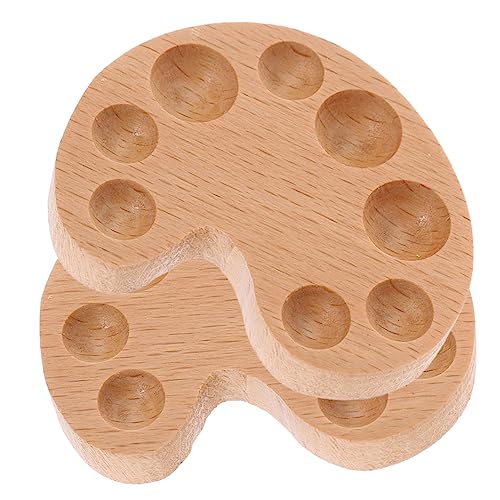 DOITOOL 2 Stück Holz Malpalette für Aquarellfarben Mini Farben Mischpalette Buchenholz mit Deckel für Künstler und DIY Projekte von DOITOOL