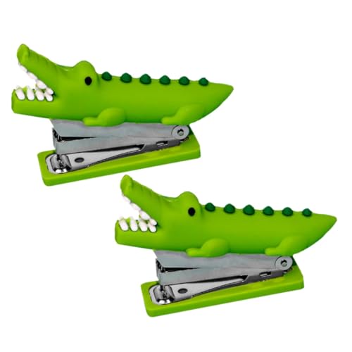 DOITOOL 2 Stück Mini Krokodil Hefter aus Silikon Lustiger Tier Hefter für Büro und Schule Handgefertigtes Tragbares Heftwerkzeug Wiederverwendbar Niedliches Design von DOITOOL