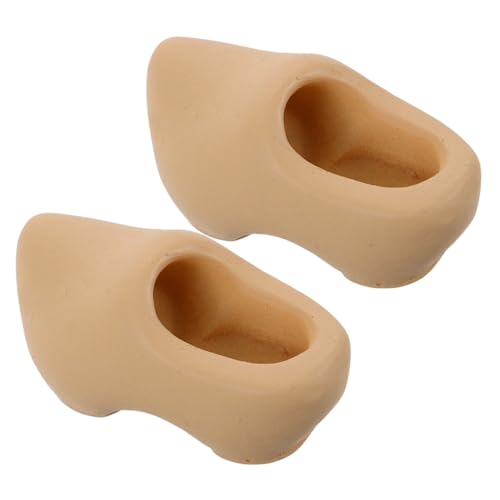 DOITOOL 2 Stück Mini-Schuhe holz ornamente holzfiguren Holzschuhe Handarbeit Holzschuhe zum Bemalen Holzschuhe Handwerk Miniatur Fee drinnen für Puppenhauszubehör winzige Holzschuhe Beige von DOITOOL