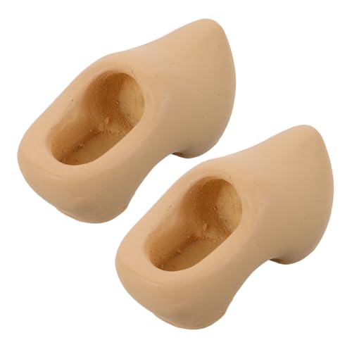 DOITOOL 2 Stück Mini holländische Holzschuhe holz ornamente holzfiguren Holzschuhe Basteln Holzdekoration Sohle, einzig, alleinig Turnschuhe Miniatur Klompen Puppenhaus-Layout- Beige von DOITOOL