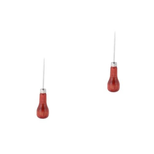 DOITOOL 2 Stück Professionelle Ledernadel mit Holzgriff Awl Tool für DIY Handnähen Lederreparatur und Stoffarbeiten Nähahle Zubehör für Handwerk und Bastelarbeiten von DOITOOL